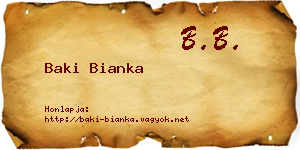 Baki Bianka névjegykártya
